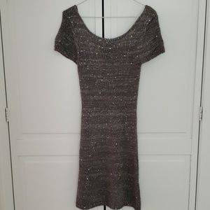Gray sequined sweater dress